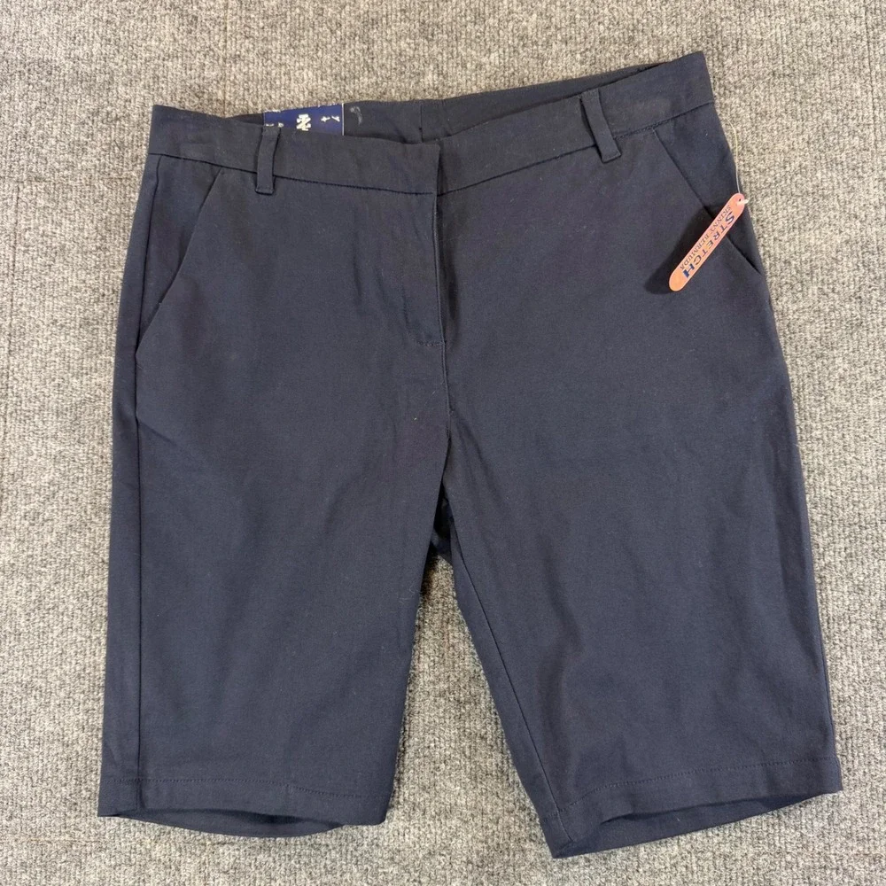 IZOD Girls Navy Blue Skinny Bermuda School Uniform Shorts Size 9 ZJE0013P